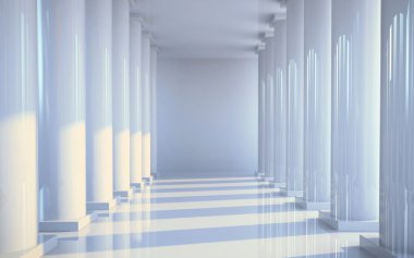 sütunları çizim ile beyaz salon