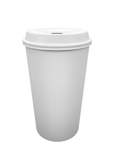 하얀 배경에 따로 떼어 놓은 커피의 종이 컵 — 스톡 사진