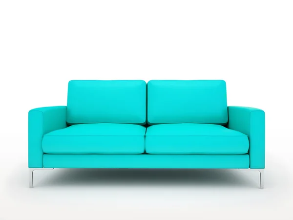 Modern turquoise sofa isolated on white background — Stock Photo, Image