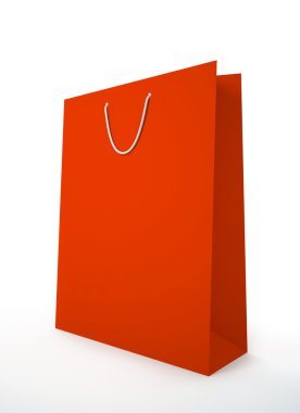 üzerinde beyaz arka plan illüstrasyon izole kırmızı taşıyıcı kağıt çanta