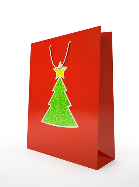 Bolsa de papel navideño aislada sobre fondo blanco —  Fotos de Stock
