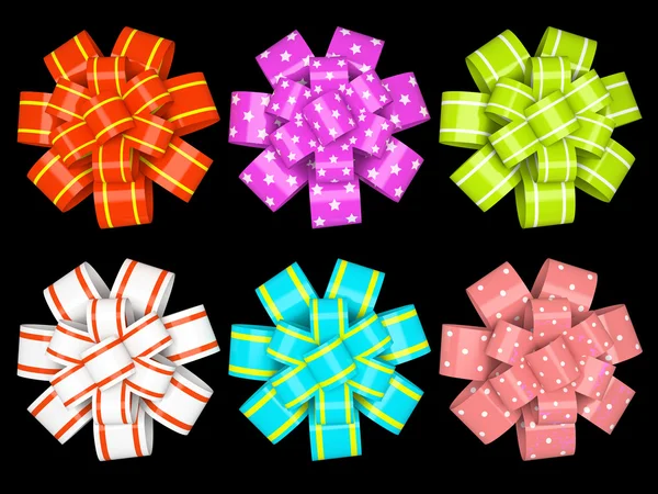 Colored gift bows isolated on background illustration — Stock Photo, Image