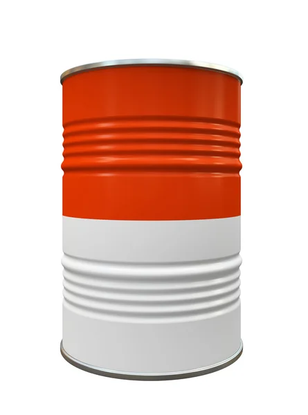 Barril de metal vermelho e branco isolado no fundo branco illustra — Fotografia de Stock