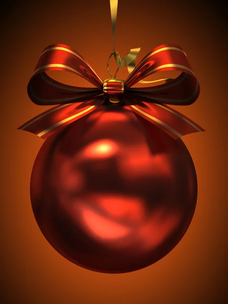 Rode Kerstmis bal geïsoleerd op rode achtergrond — Stockfoto