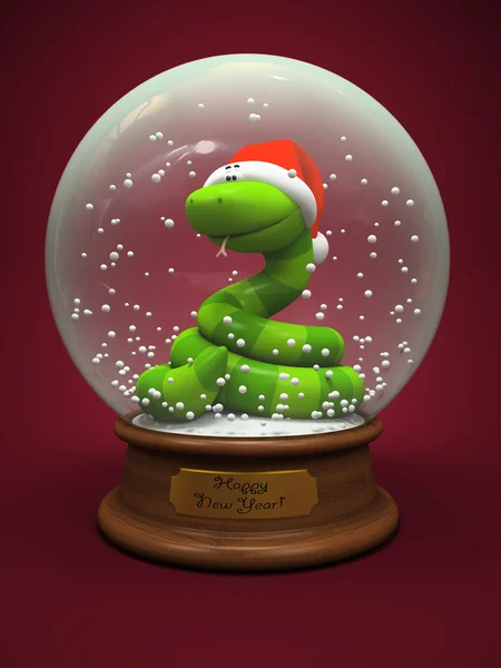 蛇在雪世界-符号的新的一年 — 图库照片