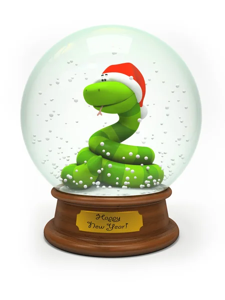 蛇在雪世界-符号的新的一年 — 图库照片