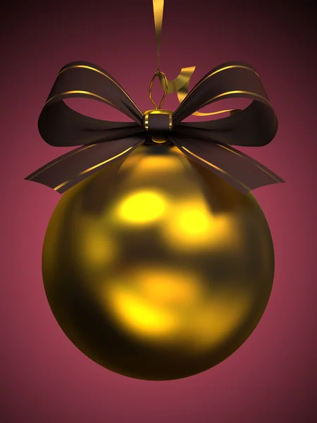 Gelbe Weihnachtskugel isoliert auf Hintergrund — Stockfoto