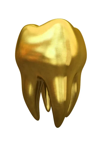 Dente d'oro isolato su sfondo bianco — Foto Stock