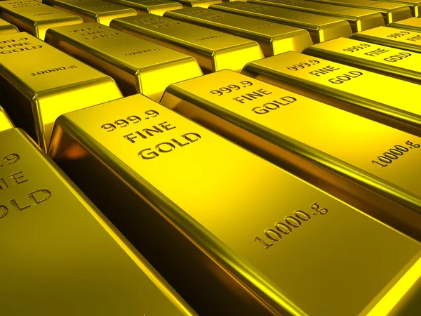 Rijen van goudstaven — Stockfoto