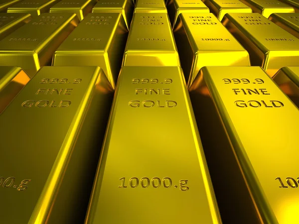 Rows of gold bars illustration — Stockfoto