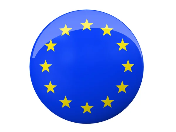 Кнопка с флагом ЕС на заднем плане — стоковое фото