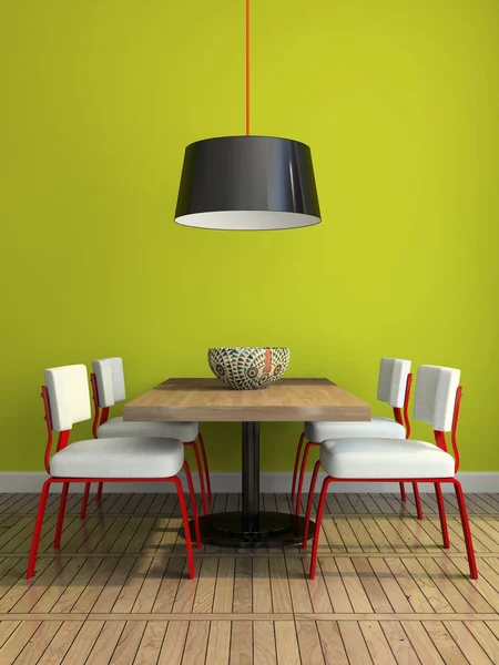 Part of the modern dining-room with green wall — Stock Photo, Image