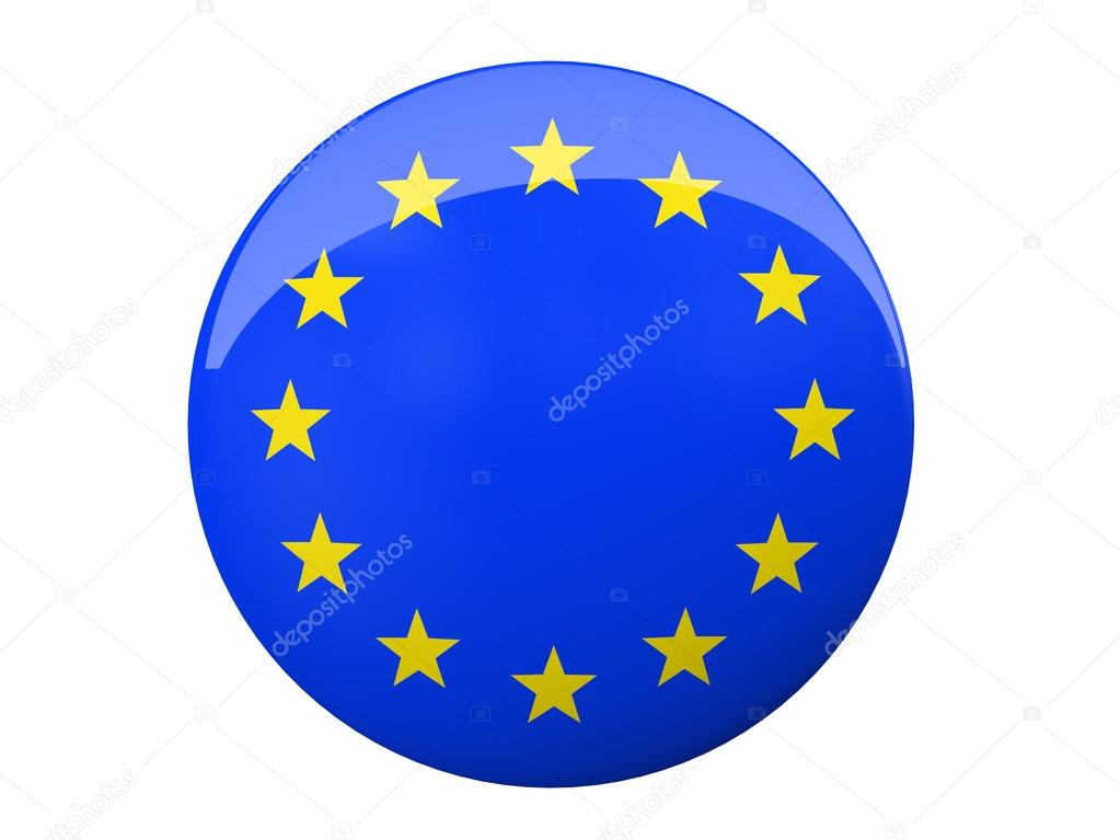 Button with EU flag isolated on background