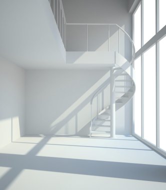 habitación blanca con staircasel esperando que los inquilinos illustra