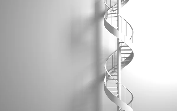 White spiral staircase on the white wall — Stock Photo, Image