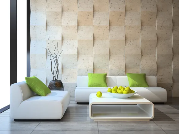 Современный интерьер с бетонными стенами — стоковое фото