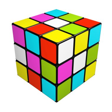 Beyaz arka plan üzerinde izole küp puzzle
