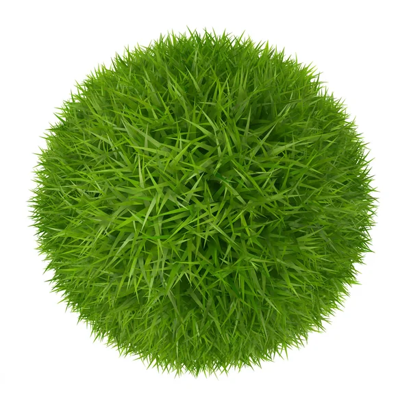 Bola de grama verde isolado no fundo branco — Fotografia de Stock
