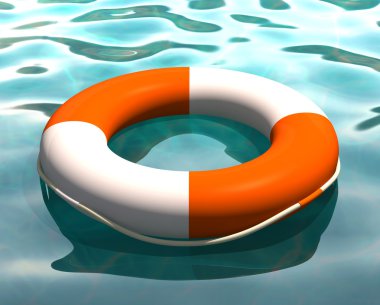 Kırmızı ve beyaz lifebuoy su