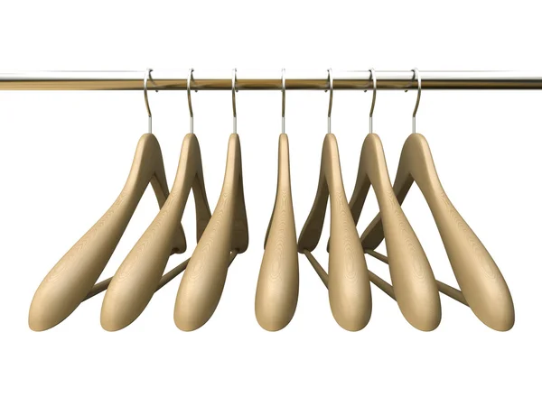 Seven wood hangers isolated on the white background — Stock Photo, Image