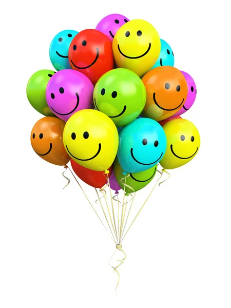 Bunch of colorful balloons smiling — Stock Photo, Image