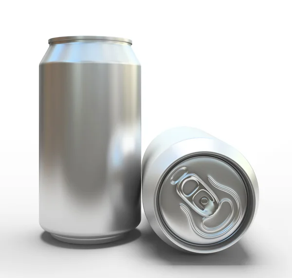 白い背景の上の空白のアルミニウム缶 — ストック写真