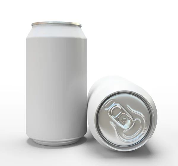 白い背景に白いアルミニウム缶 — ストック写真