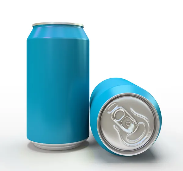 白地にブルーのアルミニウム缶 — ストック写真