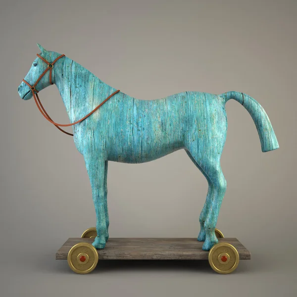 Blue wood horse (symbol of the new year 2014) — Stock Photo, Image