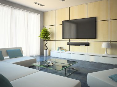 Beyaz kanepeler ve lamba ile modern iç