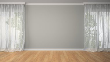 boş oda ile iki perde