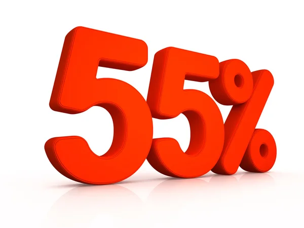 Fifty five percent simbol on white background — Stock Photo, Image