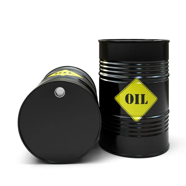 Barril de óleo preto isolado no fundo branco — Fotografia de Stock