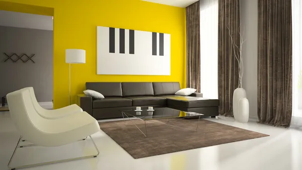 Part 5 of interior with yellow walls — Stock Photo, Image