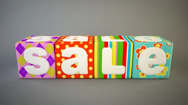 Sale word on colorful fabric cubes 5 — Stock Photo, Image