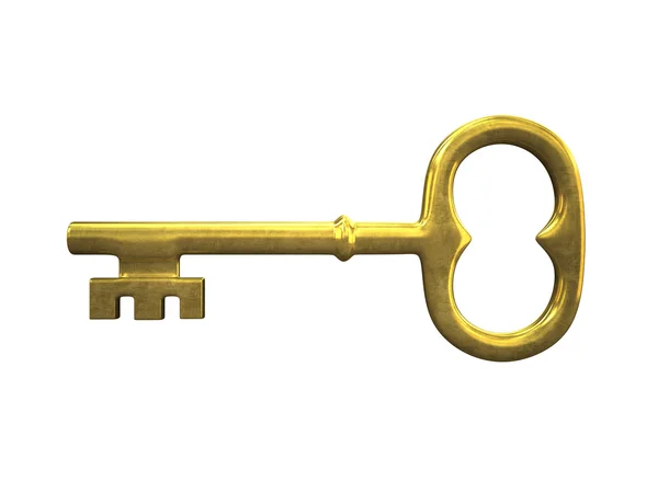 Gyllene nyckel isolerad på vit bakgrund — Stockfoto