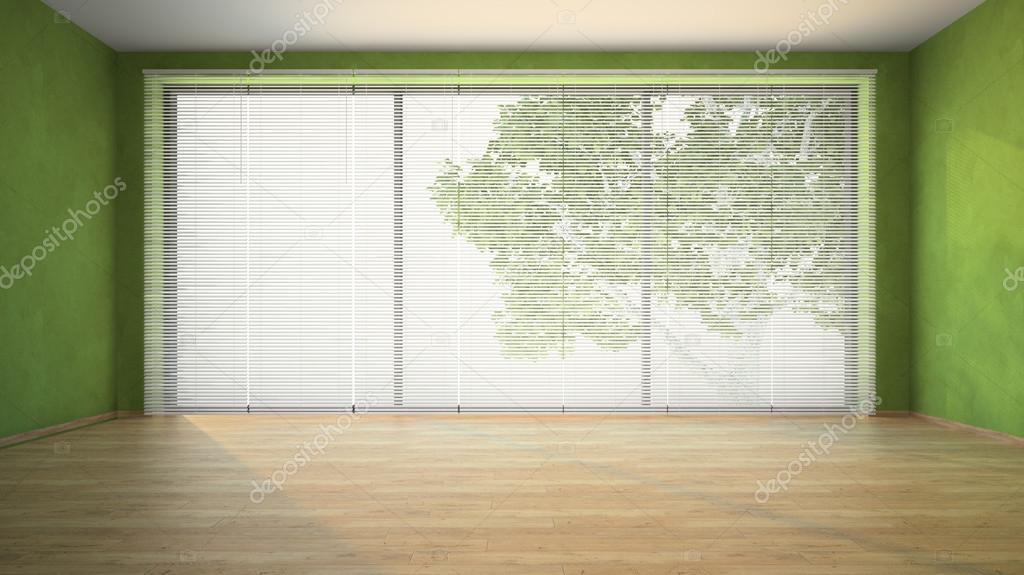 Empty room with green walls