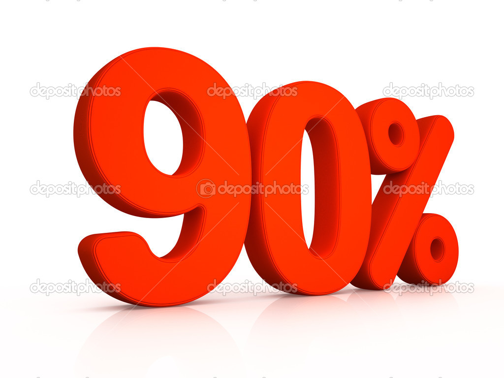 ninety percent simbol on white background