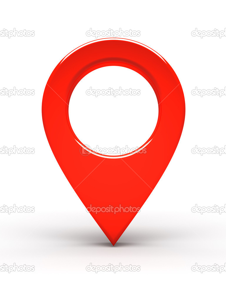 Red place marker on white background