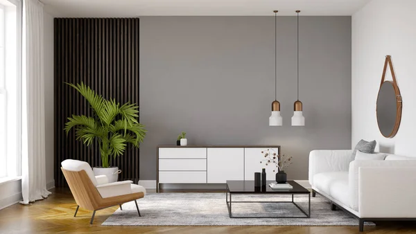 Minimalist Interior of modern living room 3D rendering — Stock Photo, Image