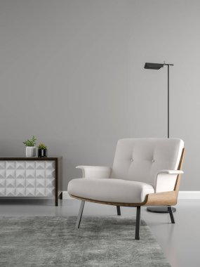 Modern oturma odasının minimalist iç dekorasyonu
