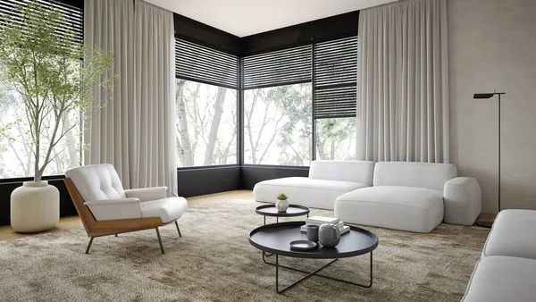 Minimalistisches Interieur moderner 3D-Rendering im Wohnzimmer — Stockfoto