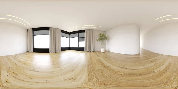 360 panorámica de la habitación interior moderna vacía 3D renderizado — Foto de Stock
