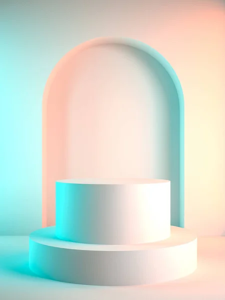 Empty pastel showcase interior room 3d illustration