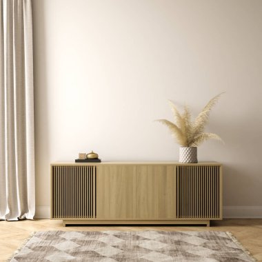 Modern oturma odasının minimalist iç dekorasyonu