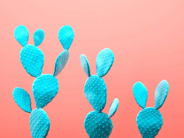 Cactus pastel galería de arte de color Estilo. Concepto de cactus creativos. Representación 3D — Foto de Stock