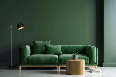 Modern tarz kavramsal iç mekan 3 boyutlu illüstrasyon