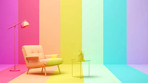 Interior Modern Living Room Colorful Background Rendering — Stock Photo, Image