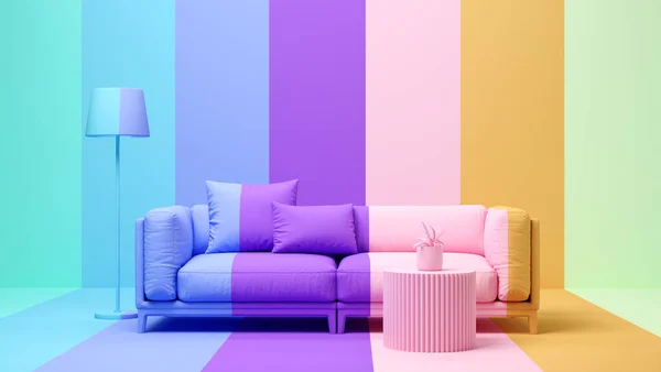 Interior Sala Estar Moderna Fondo Colorido Representación — Foto de Stock