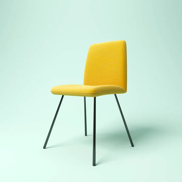 Žlutá Židle Modrém Pozadí Ilustrace — Stock fotografie